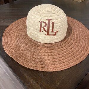 Ralph Lauren Woven Sun Hat With Leather/Floppy Beach Hat